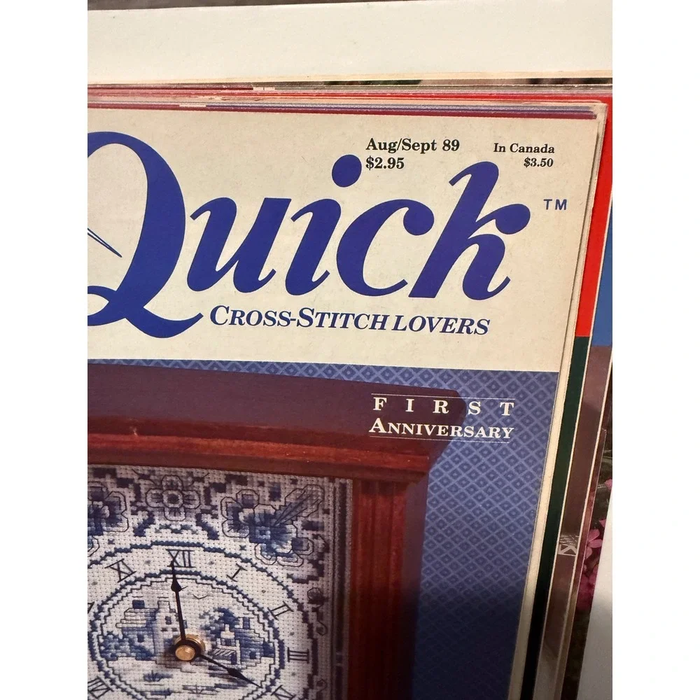 Vintage CrossQuick‎ Cross Stitch Lovers Magazine Lot Premier Issue 1989 Binder